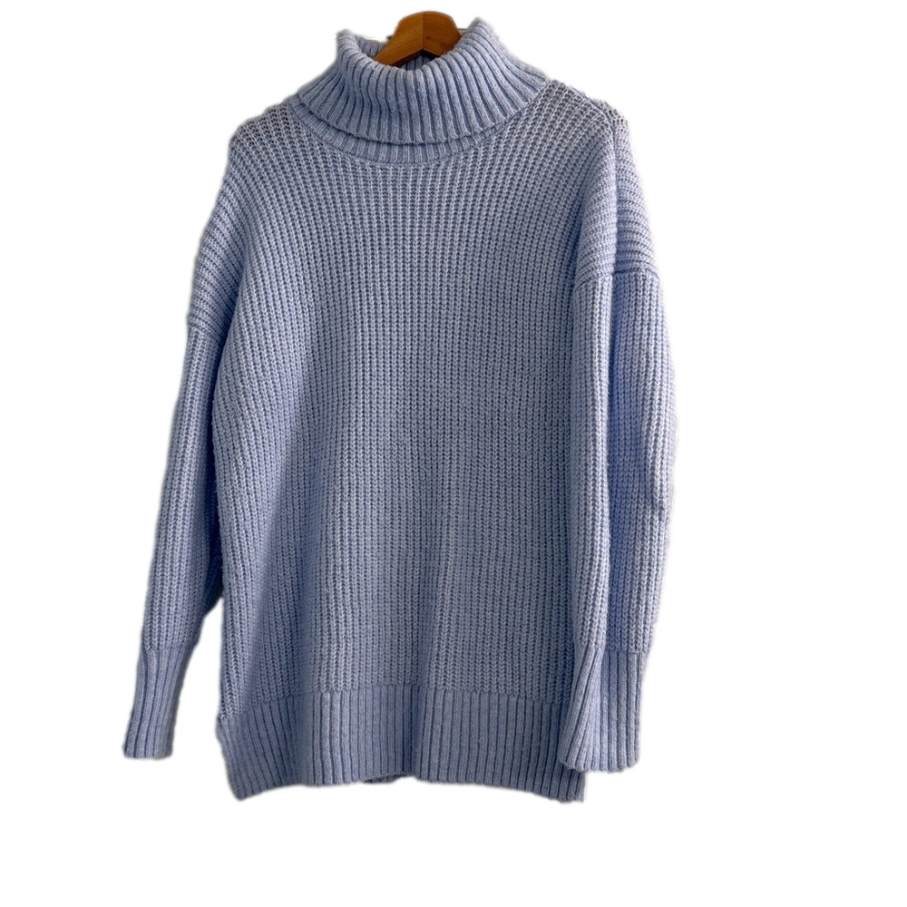 Nine West Light Blue Knit Turtleneck Sweater - Size L